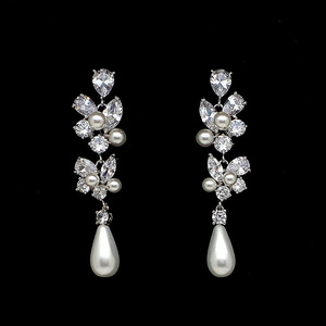 Orecchini Pendenti a Goccia con Fiori e Foglie per Donne, Stile Perla, Gioielli per Orecchie - Product Image 2