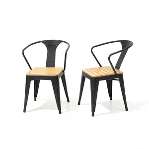 Chaise de bar industrielle en métal avec siège en bois, accoudoirs fixes, design moderne, durable, écologique, résistante à l'eau, mobilier commercial pour bar - Product Image 4
