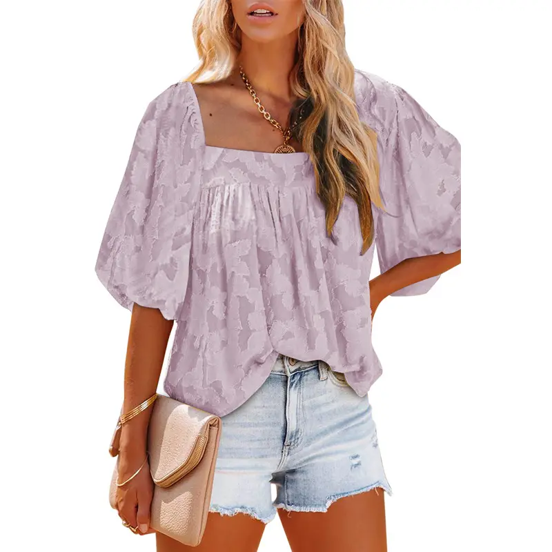 New Design Wholesale puff sleeve tops Ladies loose blouse casual women's Half sleeve shirt summer tops for women 2023