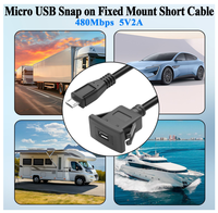 Câble d'extension micro USB carré à montage sur panneau, micro 5 broches mâle vers femelle, câble USB encastré pour système multimédia automobile