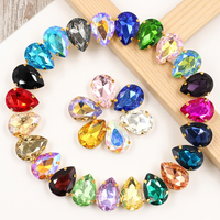Strass en verre cristal Selina, multicolores, en forme de goutte, à coudre, pour accessoires vestimentaires, chaussures, chapeaux, sacs, robes de mariée