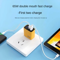 Chargeur à affichage numérique intelligent 65W C Multi-port Type-C QC3.0 Charge rapide PC + ABS Adaptateur de chargeur USB universel