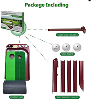 Tapis de putting de golf d'usine avec retour de balle, 2 trous, équipement d'entraînement de mini-golf pour la maison, le bureau, la cour, l'intérieur et l'extérieur