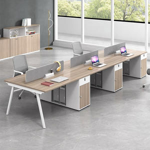 Bureau de travail moderne personnalisé 6 places avec cadre en acier et panneaux de bois Armoires optionnelles durables pour salle du personnel - Product Image 6