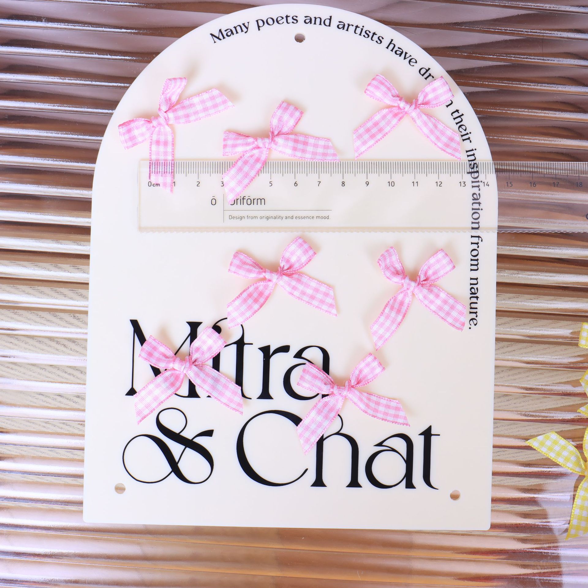 No.5 Light Rose Red-1cm Plaid bow - 1cm Plaid Bow