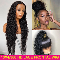 Perruque de cheveux humains mèche coeur perruque frontale profonde bouclée Foshan Xinyu 100 dentelle naturelle brésilienne brute 1 pièce longue dentelle suisse transparente