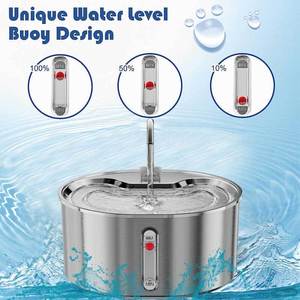 Fontaine à eau automatique en acier inoxydable pour chats et chiens, distributeur d'eau rond pour animaux de compagnie avec filtre et contrôle du débit - Product Image 2