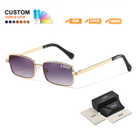 Lunettes de soleil rectangulaires personnalisées en gros ODM OEM avec logo, protection UV400, monture métallique texturée, unisexe, mode, pour femmes et hommes