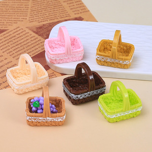 Panier à main en dentelle 3D, jouet alimentaire, accessoires faits main DIY, composants en résine à coller, kit de matériaux pour boucles de chaussures perforées - Product Image 1