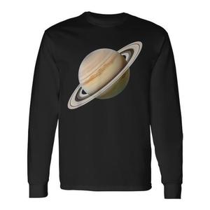 T-shirt à manches longues avec motif de la planète Saturne, design scientifique spatial - Product Image 1