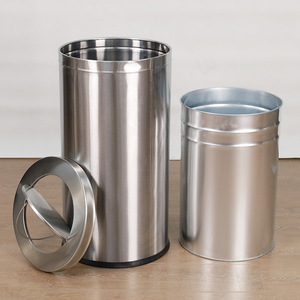 Cubo de Basura de Acero Inoxidable Cilíndrico de 12L o Más con Tapa Abatible para Uso Comercial en Interiores - Product Image 2