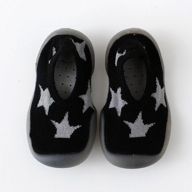 Printing Pattern Leather Baby Knitted Baby Booties Winter Warm Toddler Boots For Indoor