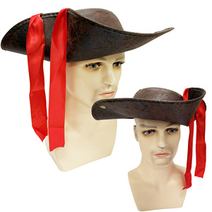 Accessoires de fête et de bal de promo : Chapeau triangulaire en cuir de marin Jack Sparrow, bijou de tête de pirate, thème Pirates des Caraïbes - Product Image 2