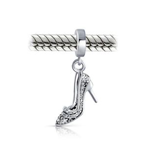 Bijoux fins pour femmes en argent sterling 925 personnalisé Chaussures à talon haut en cristal Stiletto Dangle Charms - Product Image 2