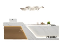 Comptoir de réception de salon de beauté sur mesure avec logo, en matériau à surface solide, garantie 10 ans, design moderne pour hôtels et centres commerciaux