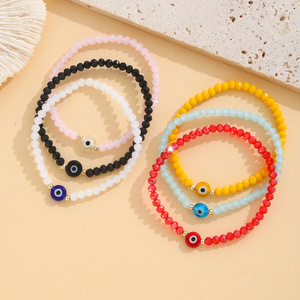 Bracelet œil <span class=keywords><strong>turc</strong></span> multicolore en perles de cristal, tendance pour femme et étudiante, vente chaude transfrontalière - Product Image 2