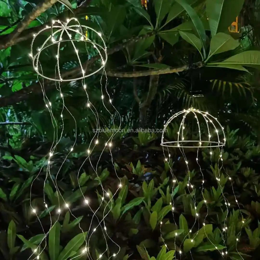 Solar String Light LED Solar Iron Jellyfish Light Outdoor Garden Copper Wire String Light