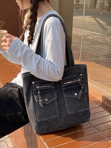 Bolso Tote Casual de Hombro con Diseño Multibolsillos, Cierre de Cremallera, Forro de Algodón, Portátil, para Compras Diarias y Desplazamientos de Chicas - Product Image 4