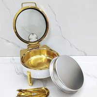 Matériel hôtelier de luxe, réchauds ronds en acier inoxydable 304 or + blanc, réchaud hydraulique, ensemble de réchauds pour buffet, pour la restauration