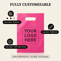 Sac de courses en plastique personnalisé avec logo, brillant, en PE, étanche, à trois soudures latérales, avec poignée découpée, pour boutique et vente en gros