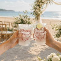Gobelet en plastique transparent givré personnalisé avec logo, réutilisable pour mariage, banquet, vaisselle, décoration de fête, vente en gros, cadeau personnalisé pour la maison