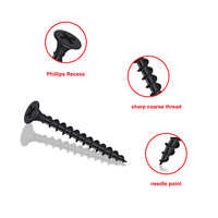 Jeu de 4 vis pour cloison sèche noires #6 (1 ",1-1/4",1-5/8 ",2") 166PCS Vis à bois autotaraudeuses Phillips à filetage grossier