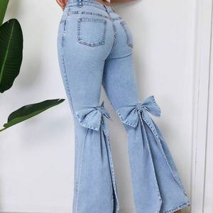 กางเกงยีนส์ทรงขาบานแบบวินเทจสำหรับผู้หญิงไซส์ใหญ่  ทรงเข้ารูป  ตัดเย็บแบบบูทคัท - Product Image 4