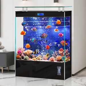Pecera de vidrio ultra transparente con filtro trasero, de tamaño mediano, para sala de estar, unidad independiente integrada, colocada junto al mueble de <span class=keywords><strong>TV</strong></span> - Product Image 2
