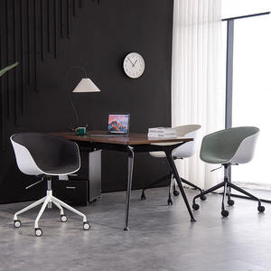 Sillón de oficina giratorio con base de aluminio y ruedas suaves tapizado en tela de algodón y lino moderno y cómodo personalizado - Product Image 5