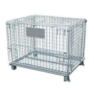 Collapsible shipping cage wire mesh security container cage with wheels
