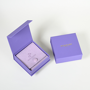 PackSecret Your Own Logo Luxury Custom Purple Flip <b>Magnetic</b> Necklace Jewelry Gift Boxes With <b>Button</b> Jewelry Pouches Set - Product Image 1