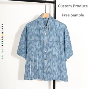 เสื้อเชิ้ตเดนิมทรงหลวมพิมพ์ลายสไตล์วินเทจสำหรับผู้ชาย ผ้าคุณภาพสูง ซักแล้วไม่เป็นขุย ใส่สบายสำหรับฤดูร้อน - Product Image 4