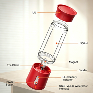 Mixeur personnel portable pour glace pilée, smoothies et jus de fruits, avec fonction extracteur de jus rechargeable pour fruits rouges congelés - Product Image 5