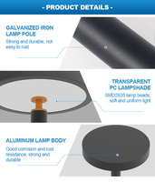 Lampadaire LED d'extérieur moderne en aluminium IP65 étanche, haute luminosité 30W, angle de faisceau 360°, intensité variable, pour jardin