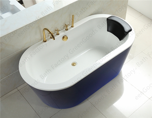 <span class=keywords><strong>Bagno</strong></span> di lusso di dimensioni personalizzate vasca da <span class=keywords><strong>bagno</strong></span> ovale autoportante da 63 pollici in acrilico blu con cuscino - Product Image 3