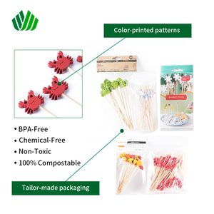 Palitos <span class=keywords><strong>de</strong></span> fruta desechables <span class=keywords><strong>de</strong></span> madera natural 9cm <span class=keywords><strong>cangrejo</strong></span> rojo <span class=keywords><strong>de</strong></span> bambú para acampar - Product Image 3