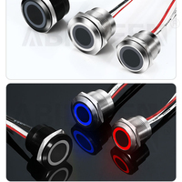 Saklar sensor inframerah, kepala bulat tahan air IP68 19mm baja tahan karat 1NO 12V cincin LED 2A sementara