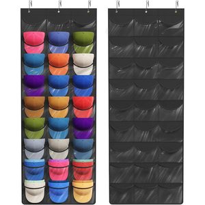 Over The Door <b>Hat</b> Organizer 27 Pockets Clear Deep Storage Hanging Rack For Baseball Caps Behind Door Wall Mount - Product Image 1