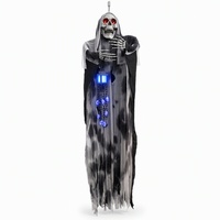 SIPKLR 185cm/6ft Décoration d'extérieur suspendue pour Halloween : Fantôme squelette et Chasseurs d'âmes