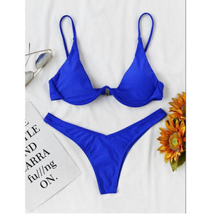 <span class=keywords><strong>Bikini</strong></span> deux pièces pour femmes européennes et américaines, push-up, avec armatures, couleur unie, séchage rapide, écologique - Product Image 4