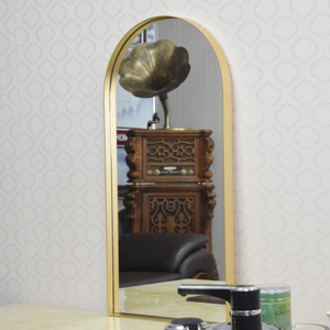 Manufacturer Custom Hotel Bathroom <strong>Mirror</strong> Hallway Gold Painted Large Aluminum Alloy Metal Frame Arch <strong>Door</strong> <strong>Mirror</strong> - Product Image 1