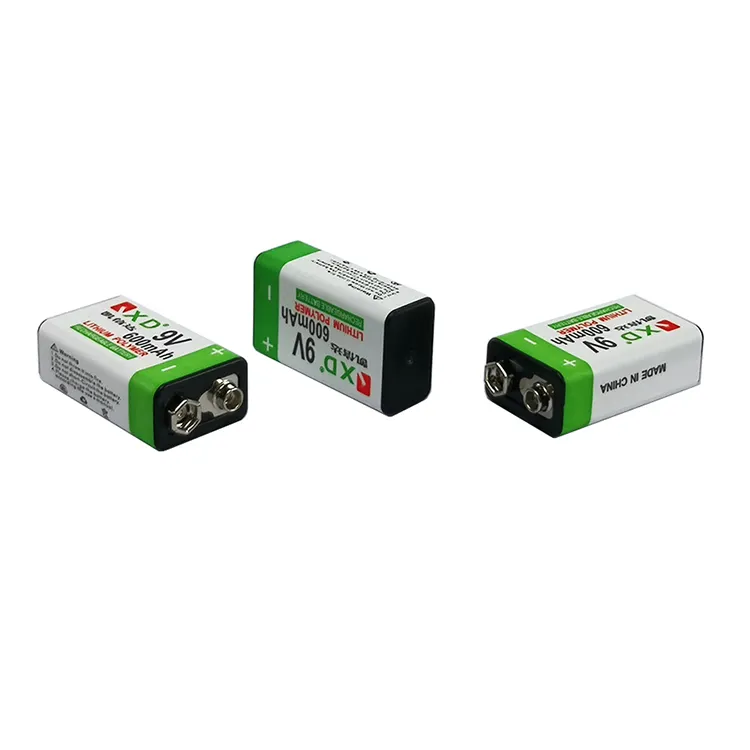 Personalizado li-ion 9 voltios 650mAh USB 9 V Batería de polímero de litio recargable 600mAh 500MAH para multímetro Detectores de humo