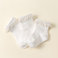 Chaussettes tricotées pour filles, printemps/automne, style Lolita, avec dentelle et nœud princesse, mi-mollet, respirantes, conformes CPSIA