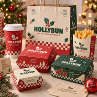 Boîte d'emballage personnalisée pour sandwichs de Noël, boîte en papier pour café à emporter, conteneur d'emballage pour boulangerie, fournisseur de services alimentaires