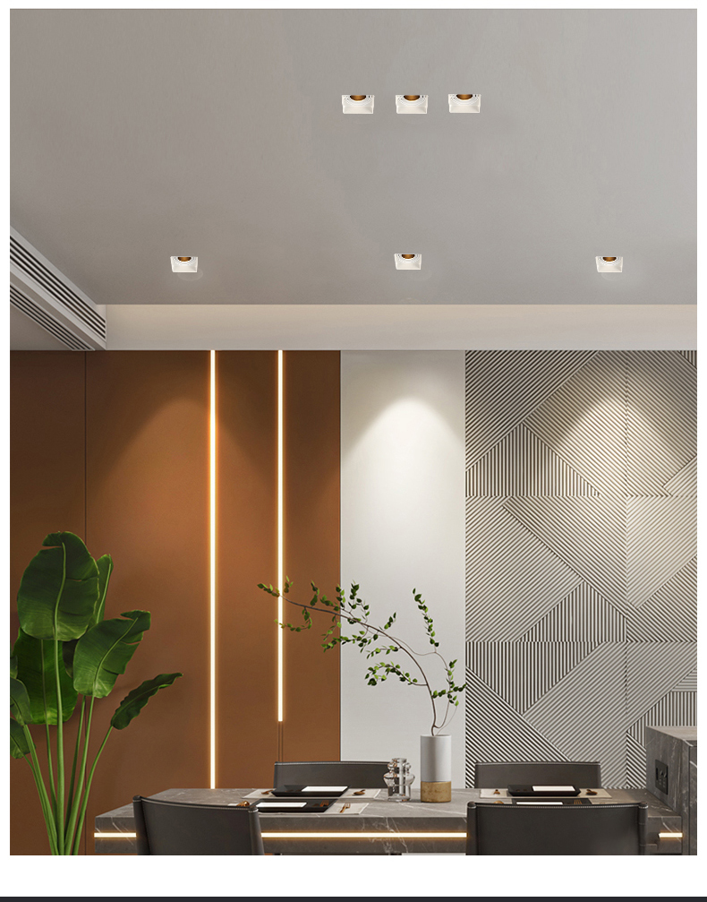 GU5.3 125mm Anti Glare Spotlights Adjustable Trimless Square Recessed Lighting