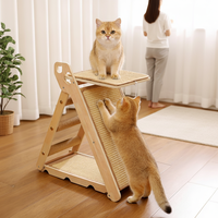 Arbre à chat 2-en-1 en pin avec lit, sûr, facile à assembler, anti-griffures et anti-éclats, grand espace, design moderne, pour jeu actif et relaxation