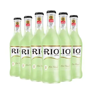 Botol Kaca Buram Kosong Cocktail Rio 275Ml dengan Tutup Mahkota Logam Botol Kaca Paling Populer 2022 dengan Permukaan Buram Bening