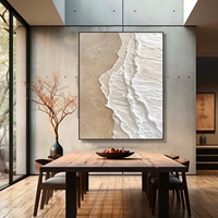 Peinture acrylique texturée beige personnalisée avec paysage ondulé encadré moderne pour la décoration murale du salon à la maison