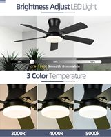 Ventilateur de plafond LED intelligent décoratif moderne de 52 pouces en cuivre DC avec 5 pales en bois, lumière, télécommande et TUYA