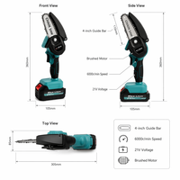 Scie à chaîne portable 4 pouces 20V rechargeable avec moteur sans balais, mini-tronçonneuse manuelle, outil de coupe de bois, largeur de coupe maximale 8cm, rapide